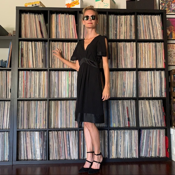 BCBGMaxAzria Black Silk Dress Size 0 - Picture 2 of 8